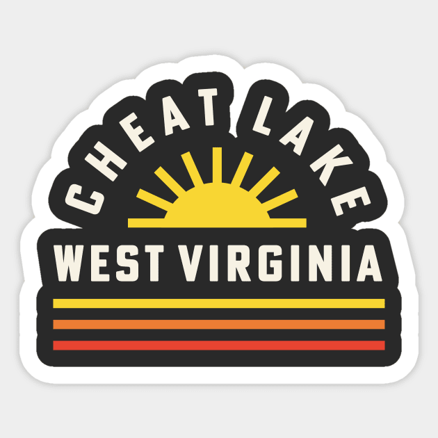 Cheat Lake West Virginia Camping Retro Vintage Sunshine Sticker by PodDesignShop